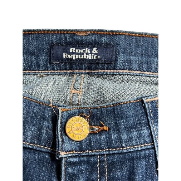 Rock & Republic Jeans Womens Size 29 Blue Denim Flare Leg Stretch Low‎ Rise - Picture 11 of 13